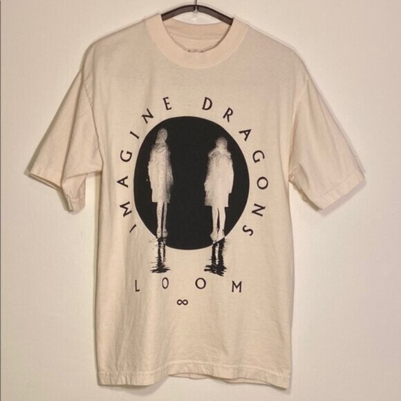 Imagine Dragons Loom World Tour 2024 T Shirt Band Merch Cotton Mens Small Cream - Picture 1 of 9